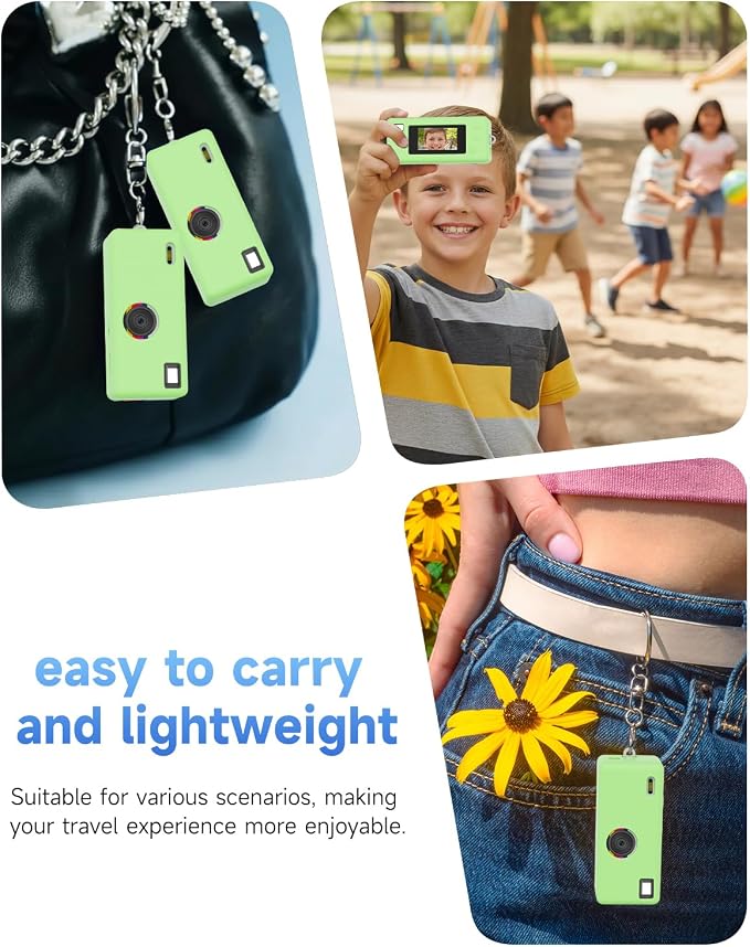 Silicone Case for Kodak CHARMERA Keychain Digital Blind Box accessories,Soft Silicone Protective Case,Comes with Screen Protectors and Wrist Strap - Matcha green - Image 3
