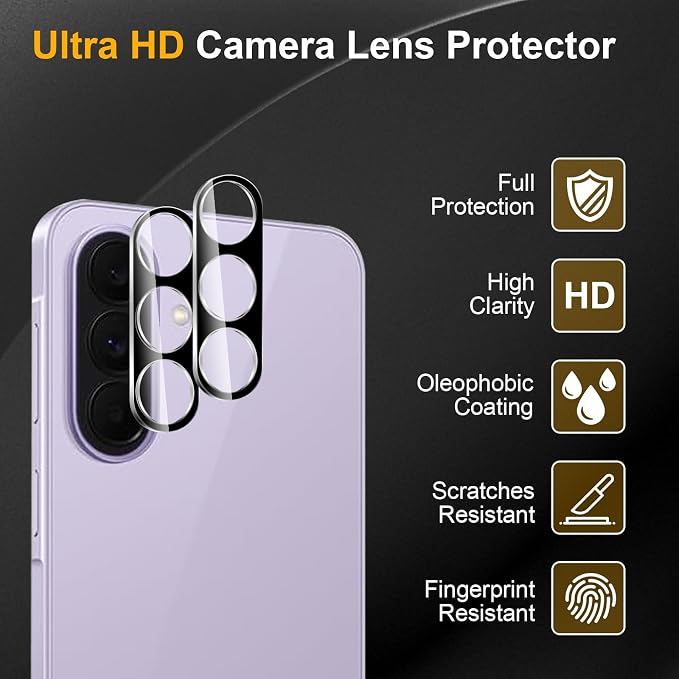 3 Pack Camera Lens Protector for Samsung Galaxy A57/A37 5G | Tempered Glass,Anti-Fingerprint,9H Hardness,Scratch Resistant,Easy to Install,Bubble Free,HD Clarity - Image 5