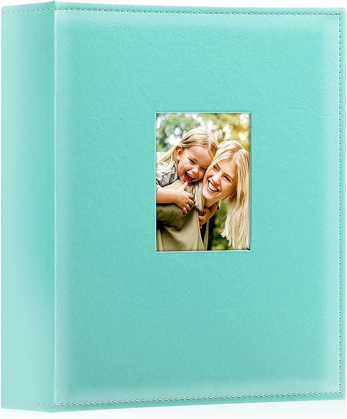 Ywlake Photo Album 4x6 400 Pockets, Leather Photo Albums Holds 400 Vertical Pictures Only Teal by Ywlake