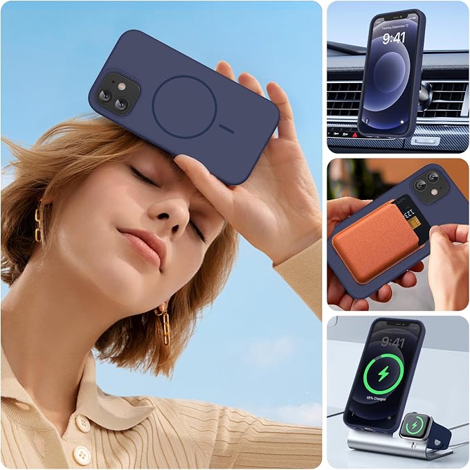 Miracase Magnetic for iPhone 12 Case/iPhone 12 Pro Case, Dark Blue | Compatible with MagSafe, Anti-Scratch Microfiber Lining, Premium Silicone Shockproof Drop Protection Phone Case for 12/12 Pro - Image 8