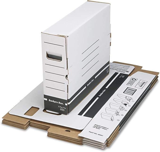 Bankers Box 12-Pack X-Ray File Storage Boxes, Secure Tab-Lock Closure | Protect sensitive x-ray film jackets with purpose-built boxes, tab-lock closure, reinforced handles, and easy storage. - Image 3