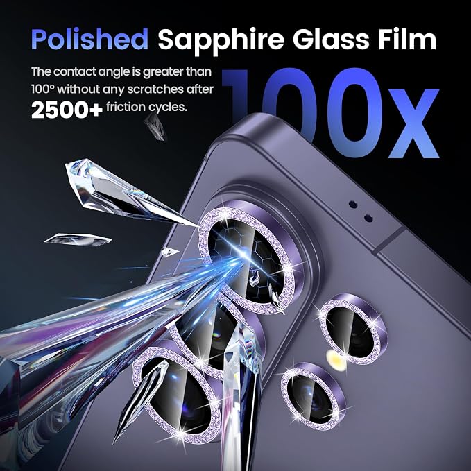 Tensea Compatible with Samsung Galaxy S26 Ultra Camera Lens Protector | 9H Tempered Glass Camera Cover Screen Protector Metal Individual Ring [Installation Tray][Case Friendly] - Image 6