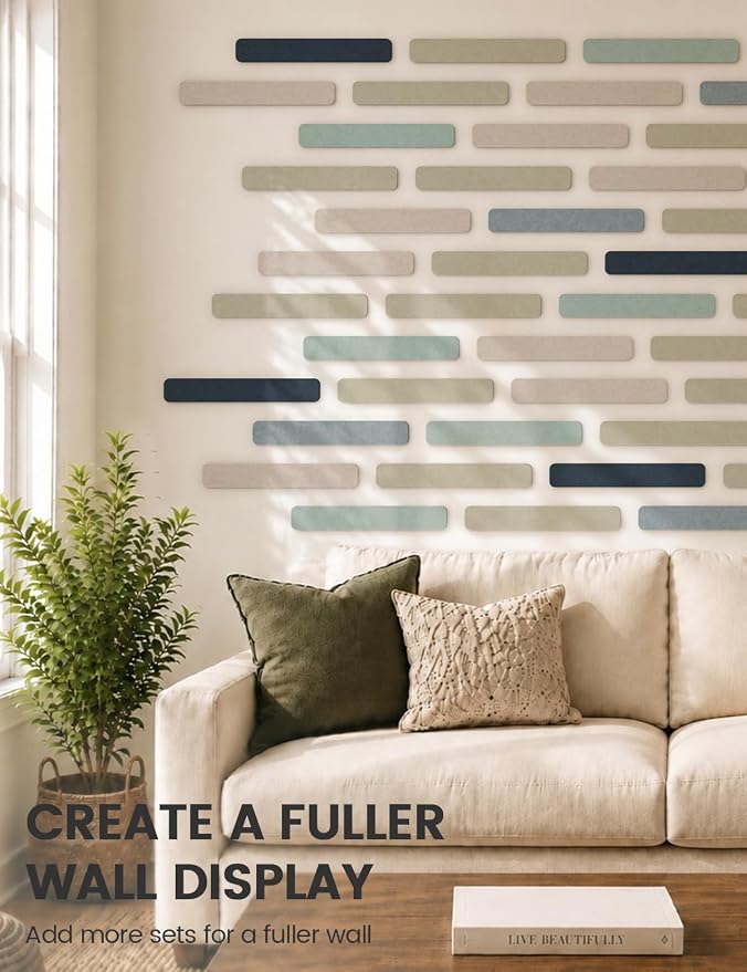 Fluxynara 13" x 2" Felt Wall Panels, Ocean Gradient | 8-Pack Includes 50 Push Pins and Adhesive Tabs for Photos, Notes and Decor in Bedroom Doors, Home Office or Studios - Image 7