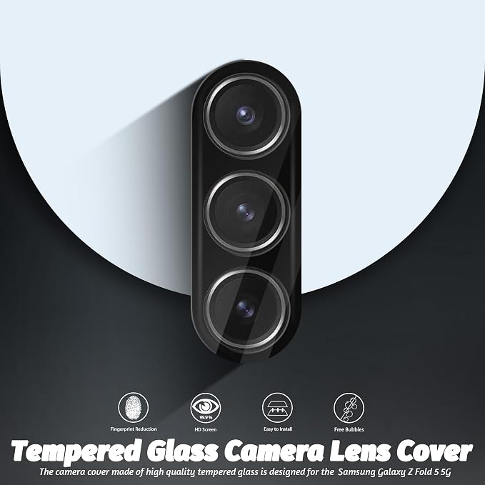 (3 Pack) Orzero Camera Lens Protector Compatible for Samsung Galaxy Z Fold 5 5G, Protector de Cámera 9H Tempered Glass for Crystal Imaging and Whole Module Protection - Image 2
