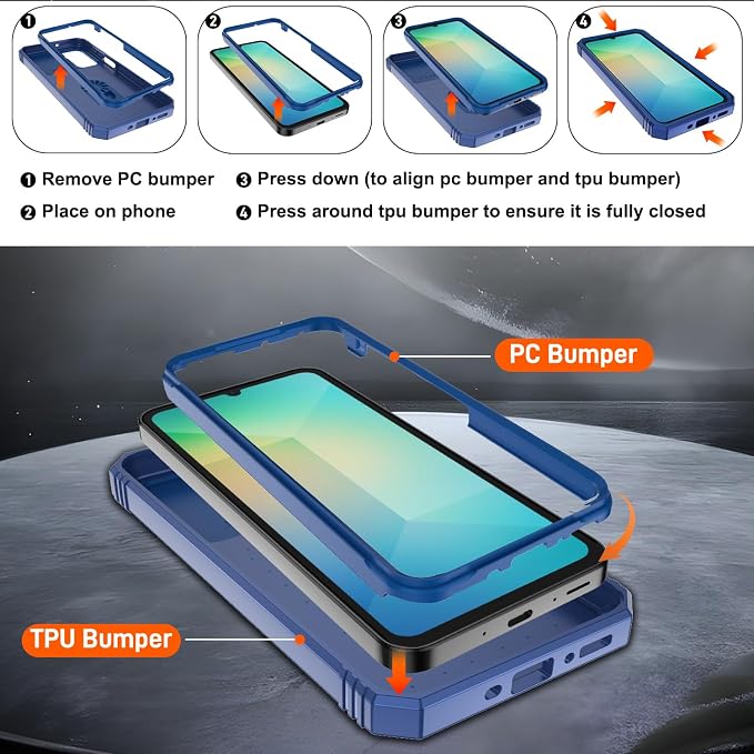 Gritup for Samsung A26 5G Case: A26-5G Phone Case with Screen Protector*2 | Magnetic Stand & Slide Camera Cover, Shock Proof Military-Grade para Galaxy-A 26 Cover, Blue - Image 3