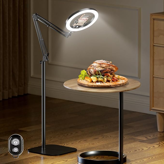 LUXSURE Tripod for iPhone with Light,71" Overhead Phone Mount with Phone Holder,Adjustable Ring Light with Stand and iPhone Tripod for Video Recording,Cooking,Painting,TikTok,YouTube by LUXSURE