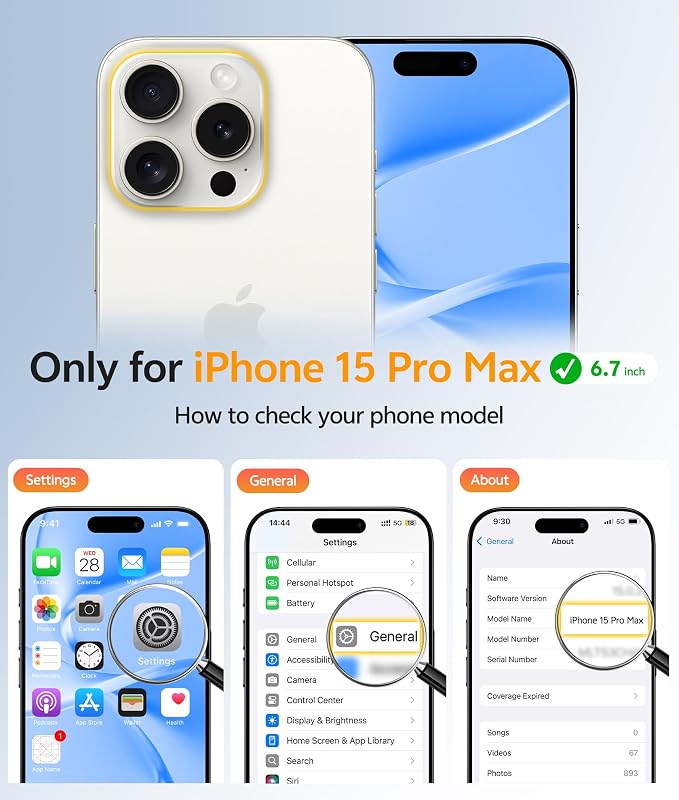FNTCASE for iPhone 15 Pro Max Case, Fit for Magsafe, Glass Screen Protector | Full Camera Protection, Translucent Matte, 14FT Military Grade Drop Proof, Shockproof Protective Phone Cover, Ice Blue - Image 2