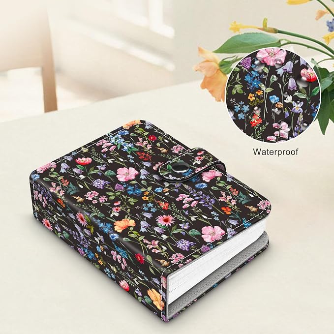 Fintie Mini Photos Album Book for 2x3 Inch Films - 52 Pockets Small Albums | For Fujifilm Instax Mini, Polaroid Hi-Print Pictures, Portable Kpop Photocard Holder, Travel Memory Book, Black Floral - Image 7