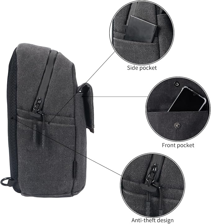 TULLIO Camera Bag Small Sling Crossbody Chest Pack for DSLR Mirrorless | Features a detachable pouch in a compact, lightweight design for everyday use. Fits 10" tablet & Sony/Fuji/Canon cameras - Image 4