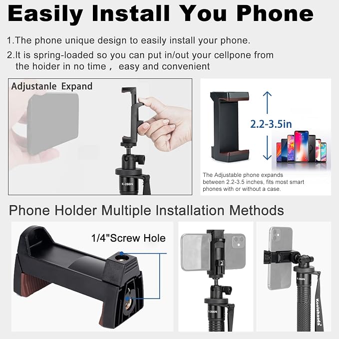 Koolehaoda 63" Aluminum Camera Monopod with Phone Stand | Portable Travel Photography Stick, Walking Stick Handle, Compatible with Canon, Nikon, Sony, Video Camcorder, DSLR - Image 5