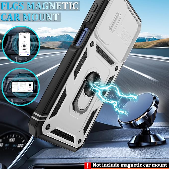 Gritup for Samsung Galaxy A17/A16-5G Phone Case with Camera Cover | 2*Screen Protector & 360° Rotating Ring Kickstand, Military Grade Protective Cover para Galaxy A 17 Phone, White+Black - Image 6
