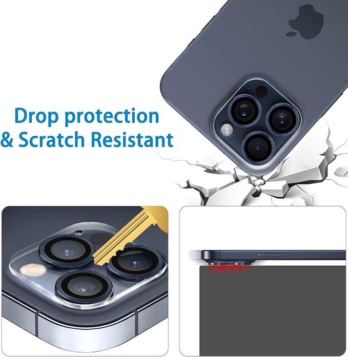 3 Pack Dengduoduo Tempered Glass Camera Lens Protector for iPhone 15 Pro 6.1" & for iPhone 15 Pro Max 6.7", Ultra HD, 9H Hardness, Anti-Scratch, Case Friendly, Easy to Install [No Affect on Night Shots] - Image 5