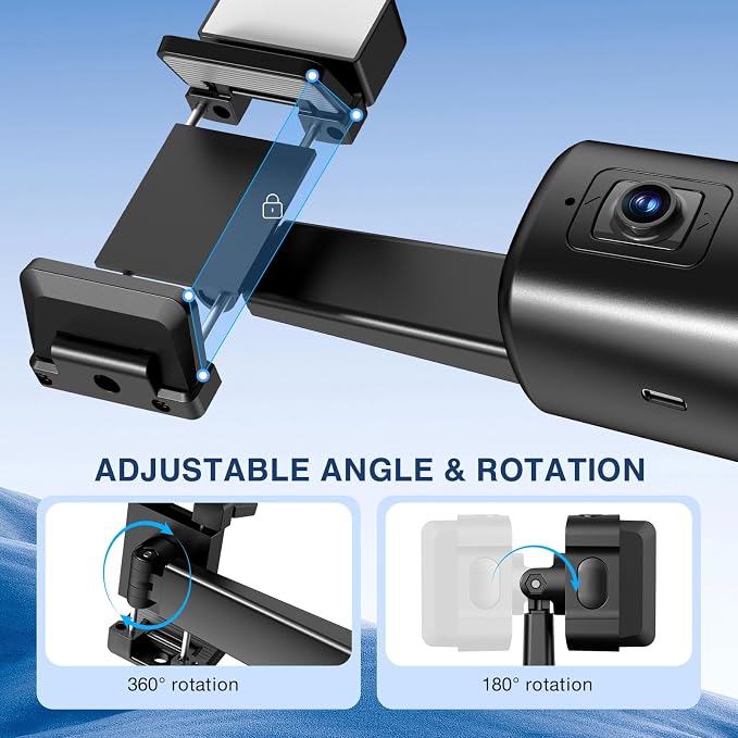 Auto Face Tracking Tripod 360° Rotating Cell Phone Photo and Video Kits Stand, No App, Camera Stand with Remote and Gesture Control, Rechargeable Smart Shooting Stand for Live Recording Tiktok（Black） - Image 4