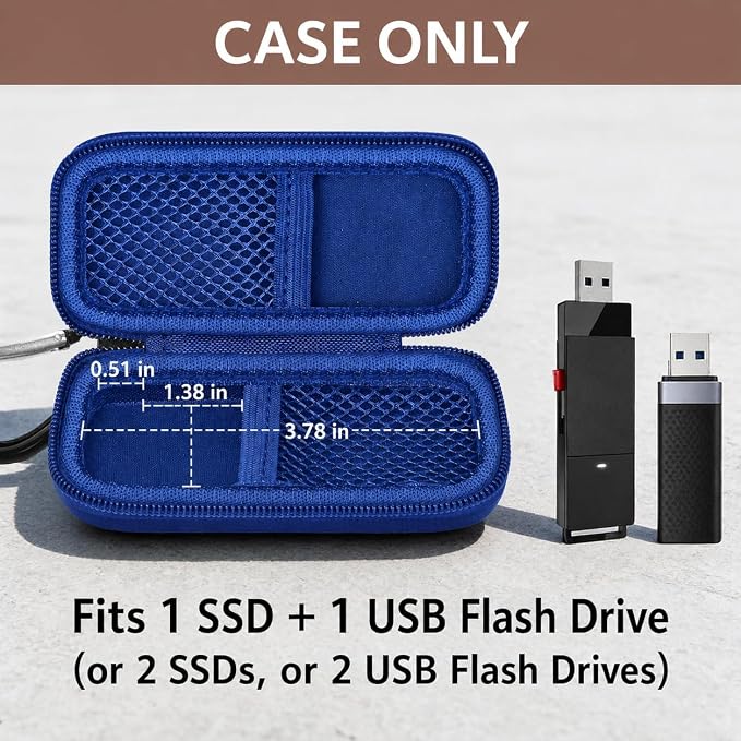 USB Flash Drive Case for SanDisk for Samsung, for SD/SDXC/SDHC Memory Cards | for Buffalo External 1.0TB Portable SSD, Mini Electronic Accessories Organizer, Office/Travel Use, Thumb Drive Bag Only - Image 2
