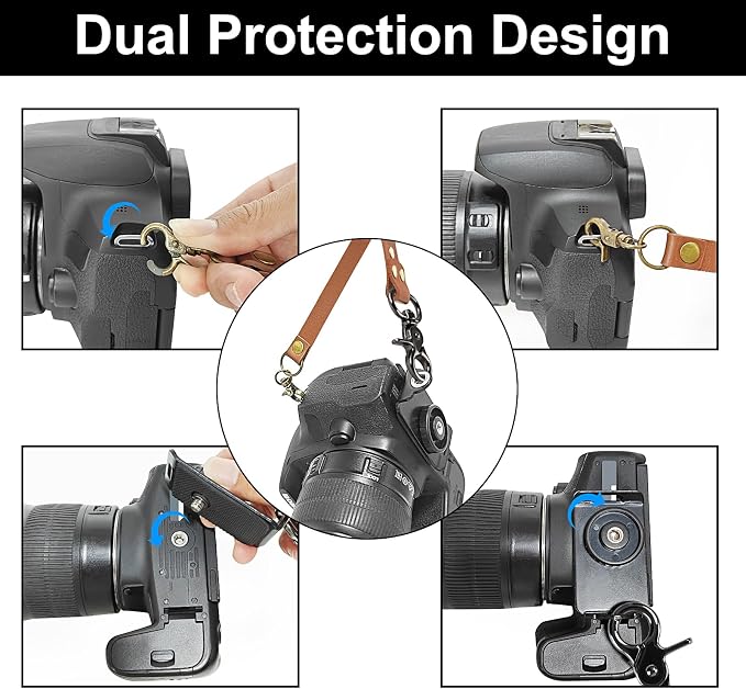 JUNART Camera Strap,Leather Dual Camera Harness with Shoulder Widening Stress Relief, for Two DSLR/SLR Cameras - Image 5