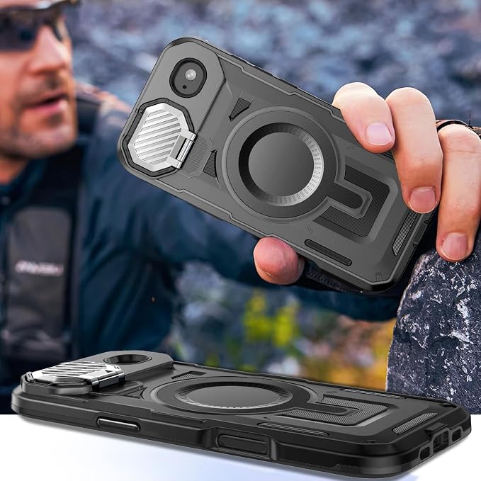 Camera Stand Case for iPhone 17 Air, [Compatible with MagSafe] [Lens Cover] 2025 Version Military Grade Protective Soft Case for iPhone 17 Air 6.5 inch Men Women, Black - Image 7