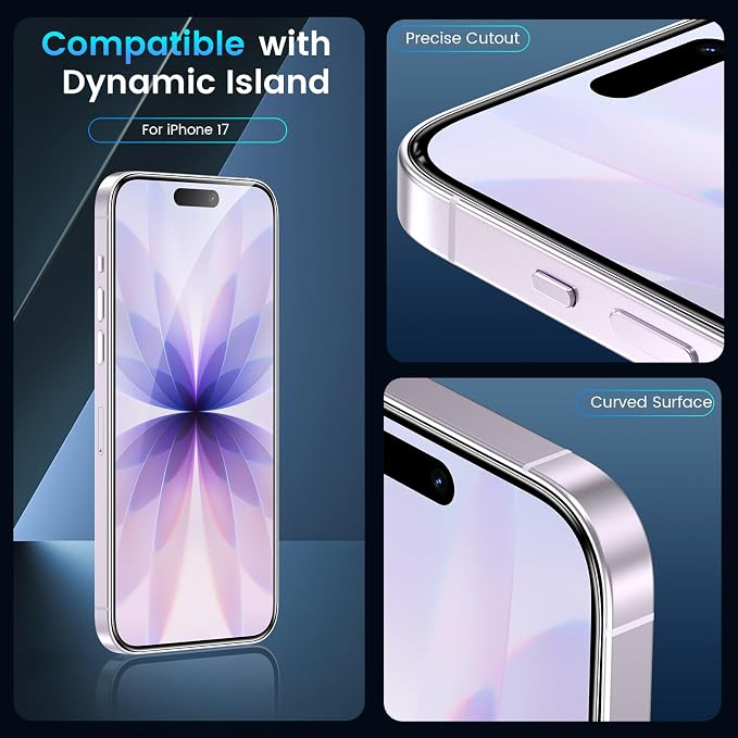 Fotbor Compatible with 3 Pack iPhone 17 Screen Protector With 1 Set Camera Lens Protector, 2025 Upgrade 9H+ Premium Tempered Glass, Easy Installation Kits, 6.3 inch - Image 6