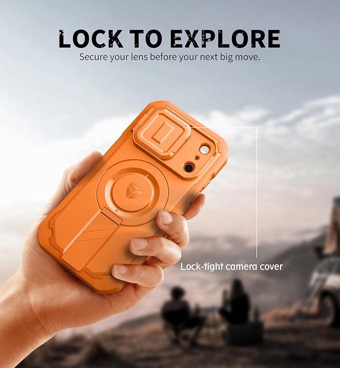 Dexnor for iPhone 17 Pro Case, [Built-in Flip Camera Cover & Camera Control Cover & Kickstand], Compatible with MagSafe, Heavy-Duty Rugged Shockproof Magnetic Phone Cover, 6.3 inch Orange - Image 4