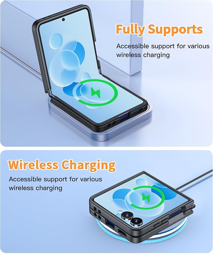 FNTCASE for Samsung Galaxy Z Flip 7 Case, Fit for Magsafe, Screen Protector | Translucent Matte, 18FT Military Grade Drop Protection, Shockproof Protective Phone Cover, Black - Image 6
