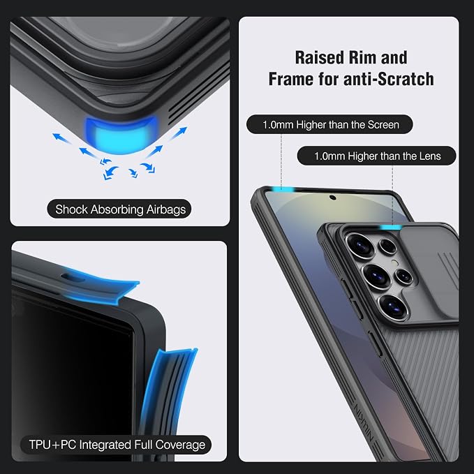 Nillkin for Samsung Galaxy S26 Plus Case with Camera Cover, [Lens Protection] Mil-Grade Shockproof Protective Bumper Hard Cover Slim Phone Case for Galaxy S26 Plus Cases Clear Black - Image 5