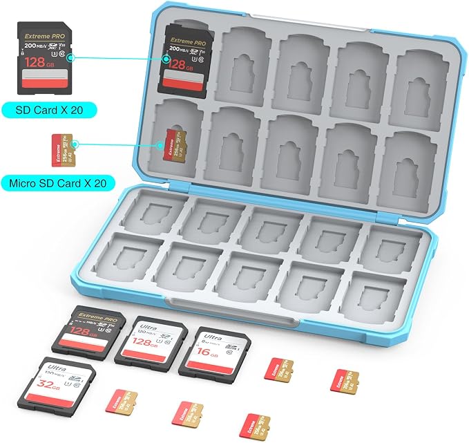 SD Card Case with 40 Precise Card Slots for SDXC Micro SD Cards | Hard ABS Shell & Soft Silicone , Precise 40 Card Slots,Magnetic Closure,Portable Memory Card Holder for Daily Travel - Image 2