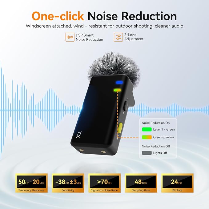 SVBONY D4 4-Person Wireless Lavalier Microphones Systems for Group Videos | Compatible with iPhone, Android, Camera, 2-Level Noise Reduction, 656ft Range, Smart Display, Magnetic Mount,Safety Track - Image 3