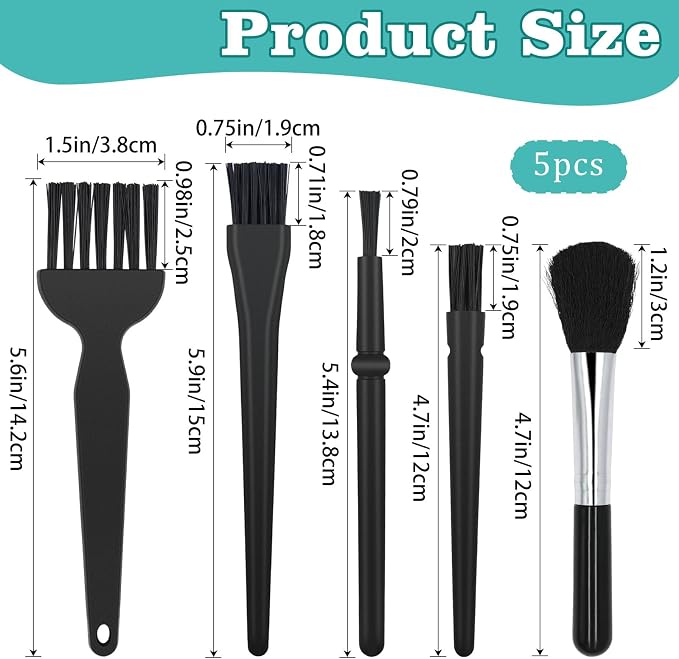 Anti Static Brush Set-5 Piece Keyboard Cleaning Brush and ESD Safe Electronic Dust Cleaning Brushes Kit for Computer,Laptop,Camera,Car Vents,PC Cleaning - Image 2