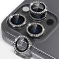 Misea Compatible for iPhone 16 Pro/iPhone 16 Pro Max Camera Lens Protector | 9H Tempered Glass Ultra HD Bling Camera Screen Protector Cover Metal Individual Ring Decoration Accessories, Black Diamond by Misea