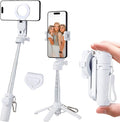 Magnetic Tripod for Phone,2 in 1 for Magsafe Stand＆ Clip Portable Pocket Size Selfie Stick for Android/iPhone,Phone Holder with Wireless Rechargeable Remote Control for Photography, Live Streaming by MQOUNY