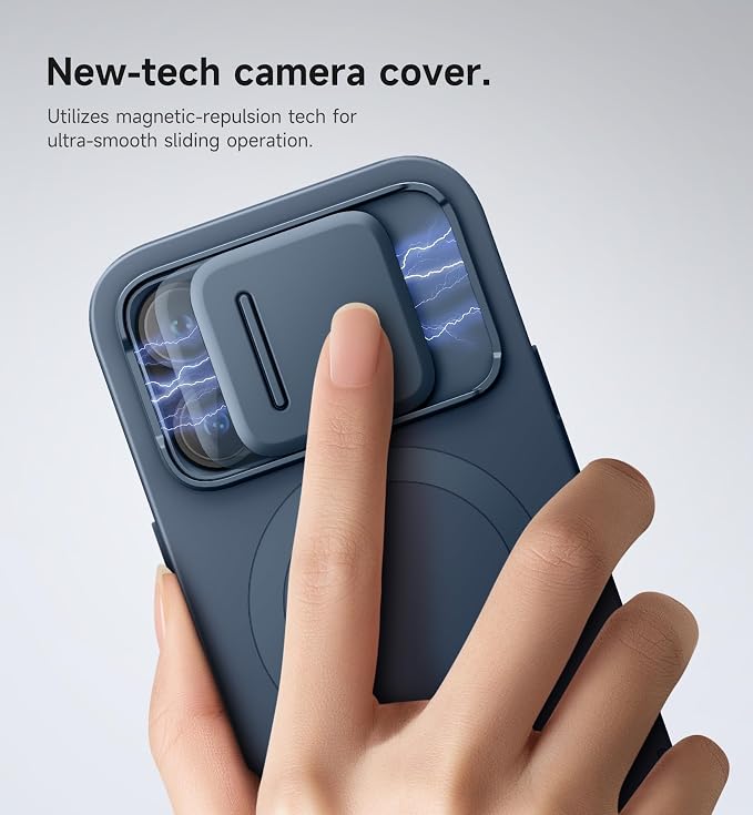 SURITCH for iPhone 14 Pro Case with Magnetic Camera Slide Cover and Adjustable Kickstand, Compatible with MagSafe, Shockproof Bumper Case Slim Protective Cover for iPhone 14 Pro 6.1 Inch, Blue - Image 4