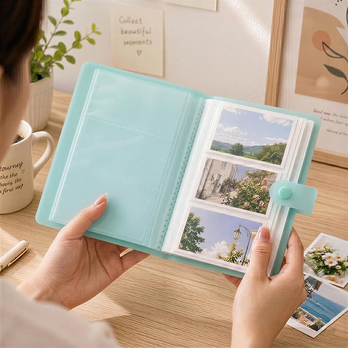 Kpop Card Holder Book with 240 Pockets - Mini Photo Album for 3.5 x 2.25 Inch Film & Photocard, Small Wallet Scrapbook Albums Holder Set for Collect Personalized Cards, Pictures, Postcards (Blue) - Image 3