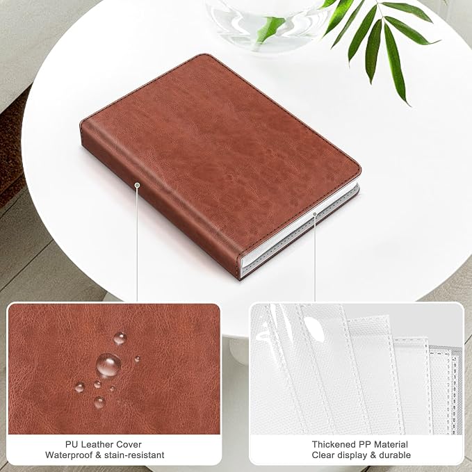 Fintie Photo Album for 3.5x4.25 Inch Polaroid Films, 64 Pockets | For Fujifilm Instax Wide Films, Polaroid Now+, Flip I-Type 600 Sx-70 Photos, Small Wallet Album, Memory Book, Chestnut Brown - Image 4