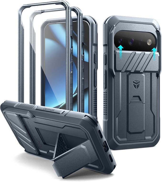 Dexnor for Google Pixel 11/11 Pro Case with Slide Camera Cover & 2 Front Frames & Built-in Screen Protector & Kickstand,Full-Body Shockproof Protective Cover Heavy-Duty Rugged Cases,Navy Blue(2026) by Dexnor