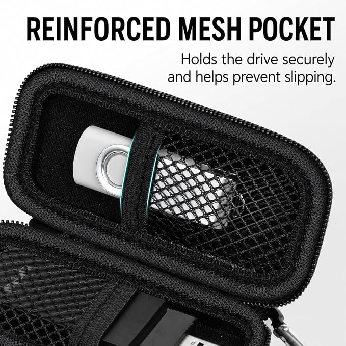 USB Flash Drive Case for SanDisk for Samsung, for SD/SDXC/SDHC Memory Cards | for Buffalo External 1.0TB Portable SSD, Mini Electronic Accessories Organizer, Office/Travel Use, Thumb Drive Bag Only - Image 4