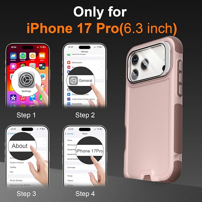 Follaroma Magnetic for iPhone 17 Pro Case with Camera Stand, Light Brown | Built-in Glass Camera Cover Stand,Compatible with MagSafe,Heavy Duty Shockproof Protective,Military-Grade Anti-DropDual Case - Image 3
