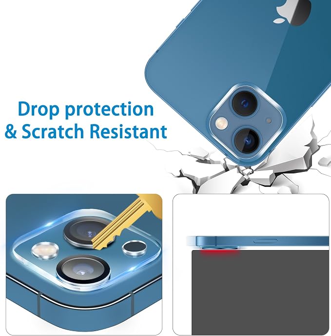 【3 Pack】Dengduoduo Tempered Glass Camera Lens Protector for iPhone 13 6.1" & iPhone 13 Mini 5.4", Bling Glitter Sparkle Ultra HD, 9H Hardness, Anti-Scratch, Case Friendly, Easy to Install [No Affect - Image 4