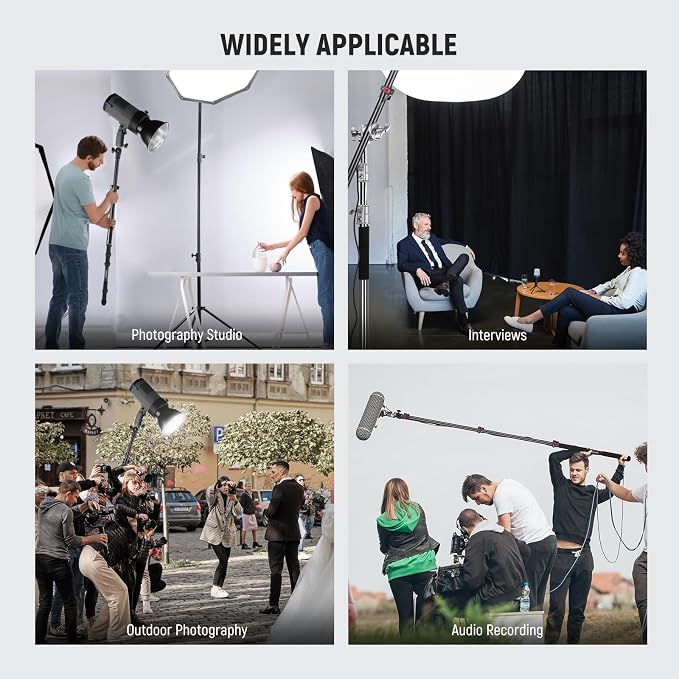 NEEWER 7.5ft/230cm Handheld Light Stand, Portable Telescopic Aluminum Photography Lighting Stand with 1/4" 3/8" 5/8" Screw/Flip Lock/Shoulder Strap for Strobe Light Flash, Max. Load 11LB/5KG, MS-230C | Handheld Light Stand, 1/4" 3/8" 5/8" Screw, Flip L... - Image 6