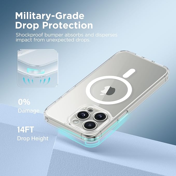 CAPRARO for iPhone 15 Pro Max Case, Compatible with MagSafe Clear | Upgraded [Full Camera Protection] Shockproof Protective Slim Translucent Matte Magnetic Phone Case 6.7'', Clear - Image 5