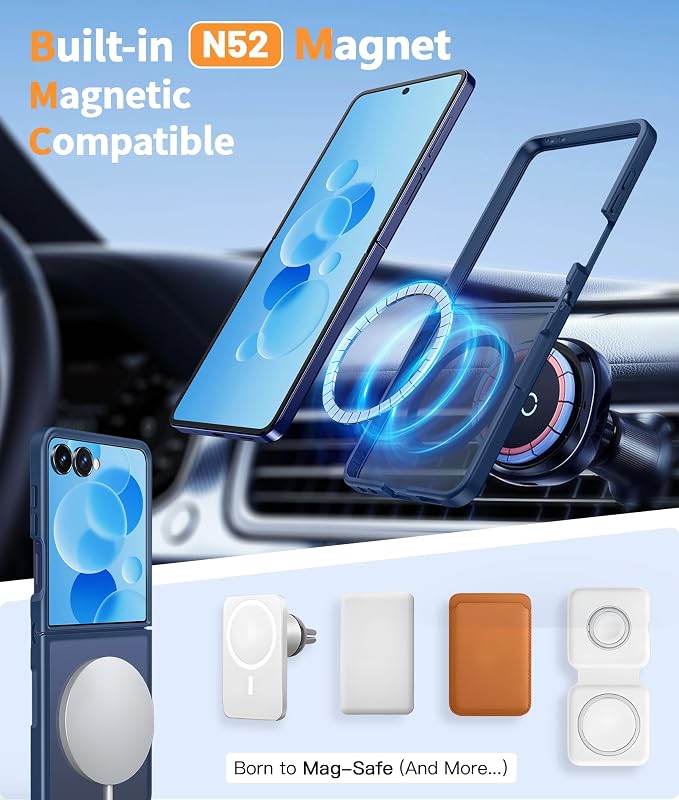 FNTCASE for Samsung Galaxy Z Flip 7 Case, Fit for Magsafe, Screen Protector | Translucent Matte, 18FT Military Grade Drop Protection, Shockproof Protective Phone Cover, Blue - Image 3