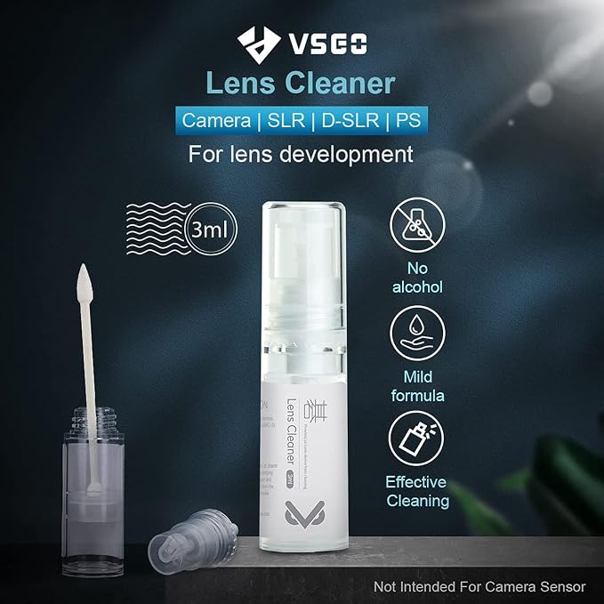 VSGO Professional Lens Cleaning Kit with Air Blower Folding Pouch Microfiber Lens Cloth Wet Wipes Lens Cleaner Metal Brush Cotton Swab Compatible for Optical Camera Lens Phone Laptop Cleaning(VS-A2E) - Image 6