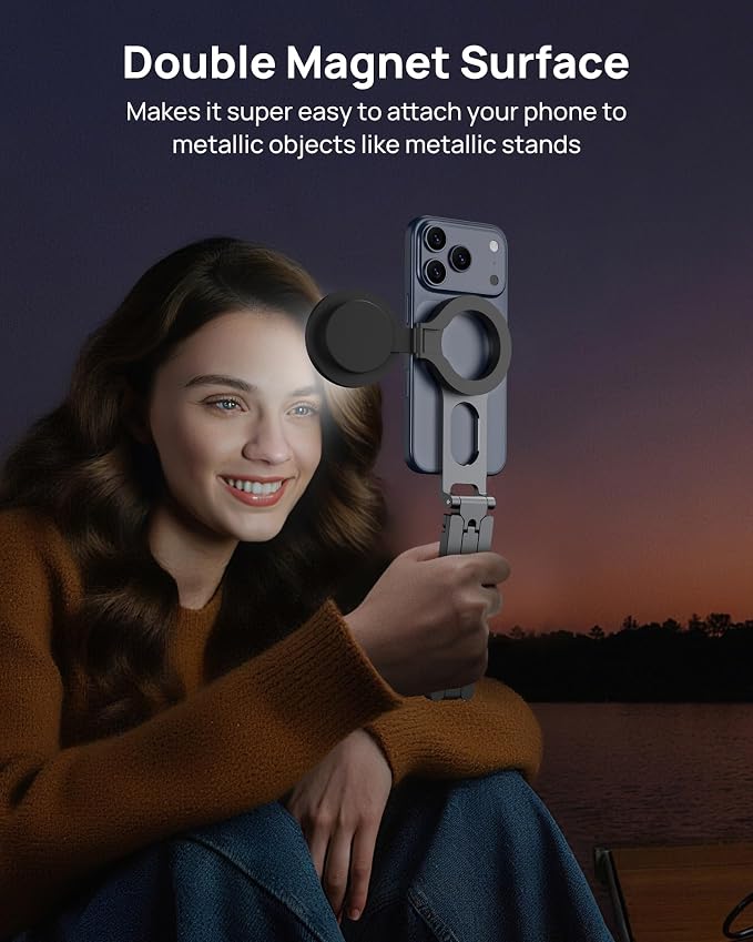 Magnetic Phone Tripod Stand for iPhone - Strong Magnet Foldable Cell Phone Stand for Vlog, Gym, Travel Essentials, Mini Tripod Phone Stand Compatible with iPhone 17 16 15 14 13 12 Series - Image 8