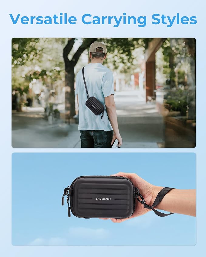 BAGSMART Digital Camera Case, Small Camera Bag with 2 Carrying Ways, Black | Lightweight Camera Sling Bag for Canon Powershnot ELPH 180/190/Sony DSCW800/DSCW830, Waterproof & Protective - Image 8