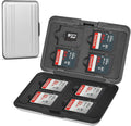 Aluminum Shock Resistant Carrying Box Memory Card Storage Case Holder 8 Slots for SD SDHC MMC Micro SD TF Cards Silver by Qkenvo