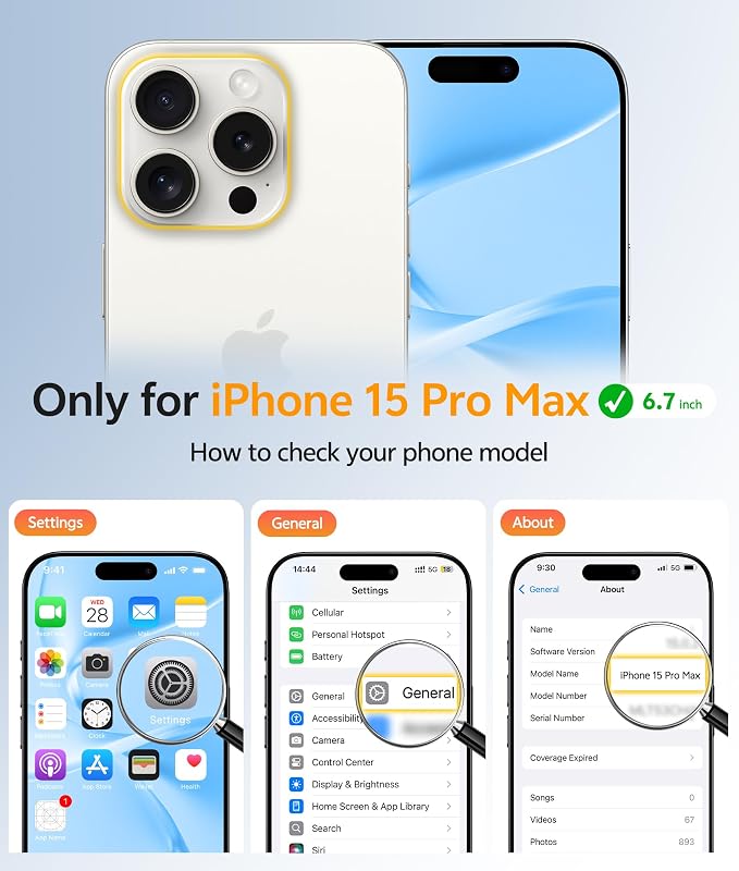 FNTCASE for iPhone 15 Pro Max Case, Fit for Magsafe, Glass Screen Protector | Full Camera Protection, Translucent Matte, 14FT Military Grade Drop Proof, Shockproof Protective Phone Cover, Light Blue - Image 2