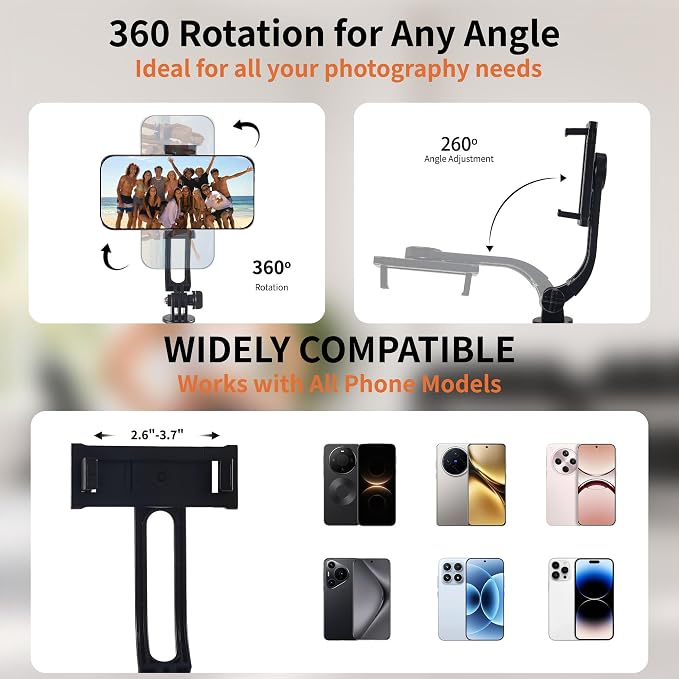 67" Phone Tripod Selfie Stick for iPhone & Android with Wireless Remote | Extendable Cell Phone Stand Lightweight Travel Tripod Phone Holder for Video Recording, Live Streaming, Photography - Image 2