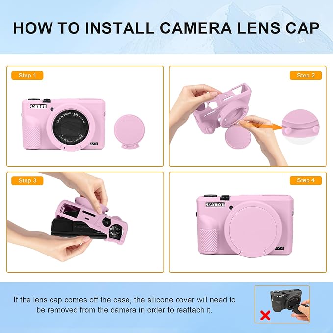 Easy Hood Camera Case for Canon Powershot G7X Mark III Camera(Light Pink) | With Removable Lens Cover,Soft Silicone Protective Case,Anti-Scratch,Slim Fit,Enhanced Grip,Lightweight Camera Accessories - Image 5
