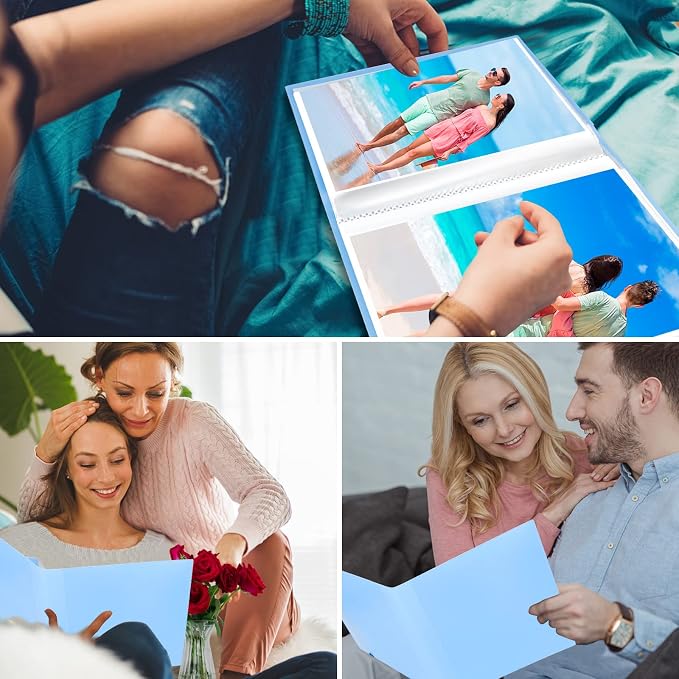 Aevdor 8x10 Photo Album and Art Portfolio, Holds 68 Photos, Blue | Lightweight Plastic Cover, Elastic Closure, Clear Pockets for Photos, Artwork, Portraits, Certificates & Sketches - Image 7