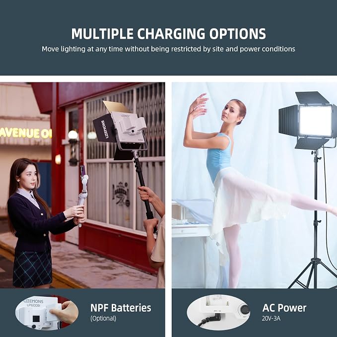 Godox LP600Bi Led Video Light Panel Light with Barndoor, 2-Pack Bi-Color 2800K~6500K 65W Soft Lights with Light Stand, APP Control CRI96+ 9020Lux LED - Image 4