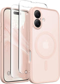 CAPRARO for iPhone 16 Case, Compatible with MagSafe | Upgraded [Full Camera Protection] Protective Translucent Matte Women Girl Magnetic Phone Case Cover, Cherry Pink by CAPRARO