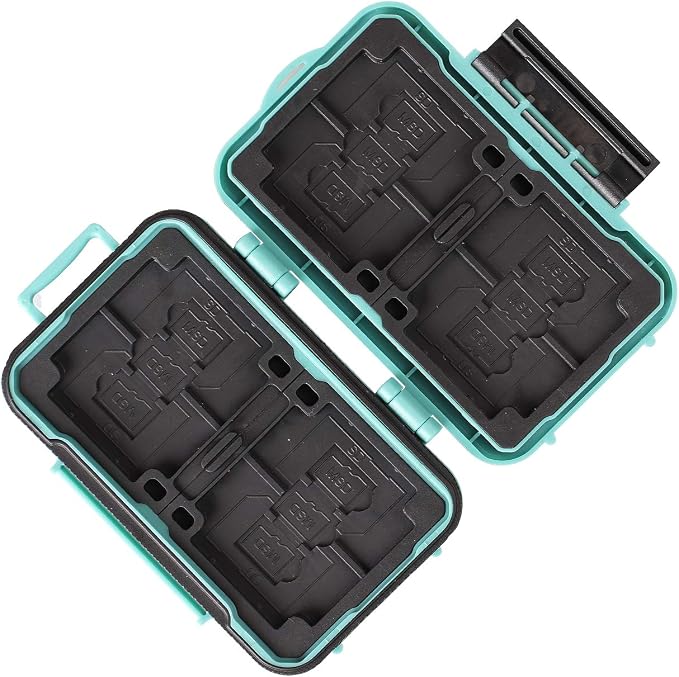 LYNCA 24 Slots Camera Memory Card Case Holder Water-Resistant Anti-Shock SD Card Case Holder Wallet for 8 SD Cards 4 CF Cards 12 Micro SD/TF Cards Storage Box, Compact Memory Cards Wallet (Green) - Image 5